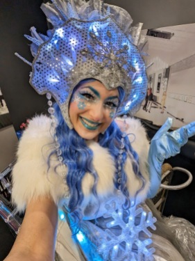 Ice Queen stilter Hala on stilts entertainment toronto stiltwalker