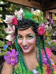 Hala on stilts garden fairy makeup stiltwalker entertainment Toronto