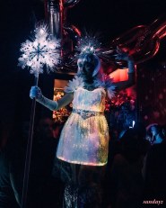 LED Fiber optic dress stilt-walker Toronto stiltwalker Hala on stilts Ice queen